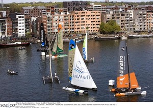 iShares Cup Amsterdam, Day 2. Part of the fleet at downwind mark of the race 3 photo copyright ThMartinez / Sea & Co - Copyright http://www.thmartinez.com taken at  and featuring the  class
