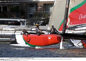 iShares Cup Amsterdam, Day 3. Oman Sail Masirah, skipper Pete Cumming. ©ThMartinez/Sea&Co / OC Events . photo copyright ThMartinez / Sea & Co - Copyright http://www.thmartinez.com taken at  and featuring the  class