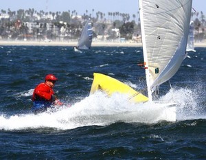 Charging around the top mark -  Alamitos Bay Yacht Club’s Olympic Classes Regatta
 photo copyright Rich Roberts http://www.UnderTheSunPhotos.com taken at  and featuring the  class
