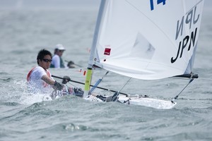 Japan&rsquo;s ace Takahiro suffering strong wind and wave. photo copyright Kauro Soehata taken at  and featuring the  class