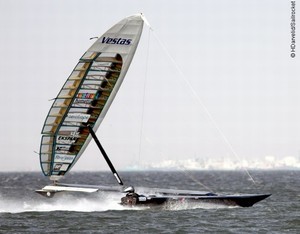 Vestas Sailrocket on record run Dec 2008 - image HDarvelid/Sailrocket photo copyright Sailrocket http://www.sailrocket.com taken at  and featuring the  class
