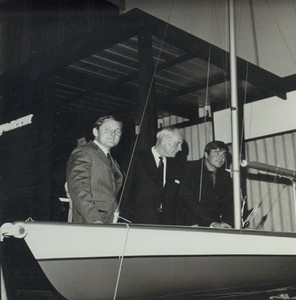 Official Opening of M&W Head Office & Sail Loft, Brookvale, 1969. From left to right, Craig Whitworth, E.J.Merrington (president of  AYF), Bob Miller (Ben Lexcen)  - Whitworths © Sail-World.com /AUS http://www.sail-world.com