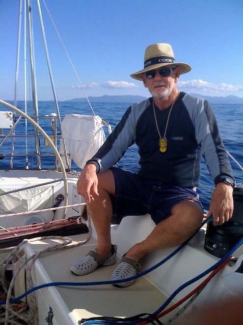 ORCV Commodore George Shaw sporting the new Winter Bass Strait attire. - Melbourne to Vanuatu ©  John Curnow