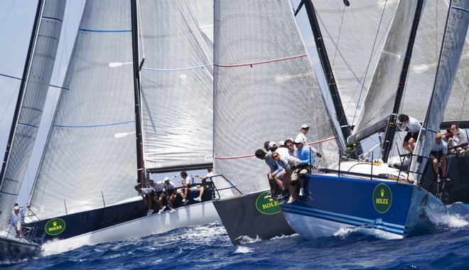 Farr 40 Pre-Worlds GOOMBAY SMASH, Sail No: USA 2, Owner: Doug Douglass ahead of STRUNTJE LIGHT, Sail No: GER 40, Owner: Wolfgang Schaefer  ©  Rolex/Daniel Forster http://www.regattanews.com