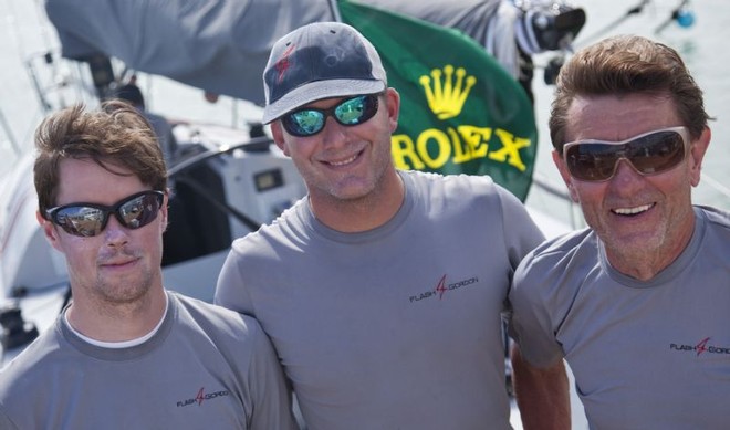 Evan Jahn (left), Helmut Jahn (centre) and Bill Hardesty (right), FLASH GORDON 6  ©  Rolex/Daniel Forster http://www.regattanews.com
