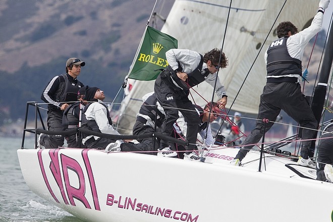 Winner of Melges 32 class, ITALY’s Luca Lalli steering B-LIN sailing - Rolex Big Boat Series ©  Rolex/Daniel Forster http://www.regattanews.com