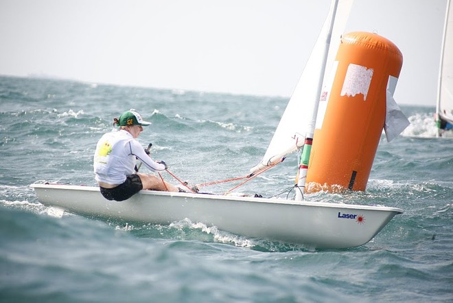 Milly Bennett rounding the wing mark - Laser 4.7 World Youth Championships, Pattaya Thailand © Royal Varuna Yacht Club .