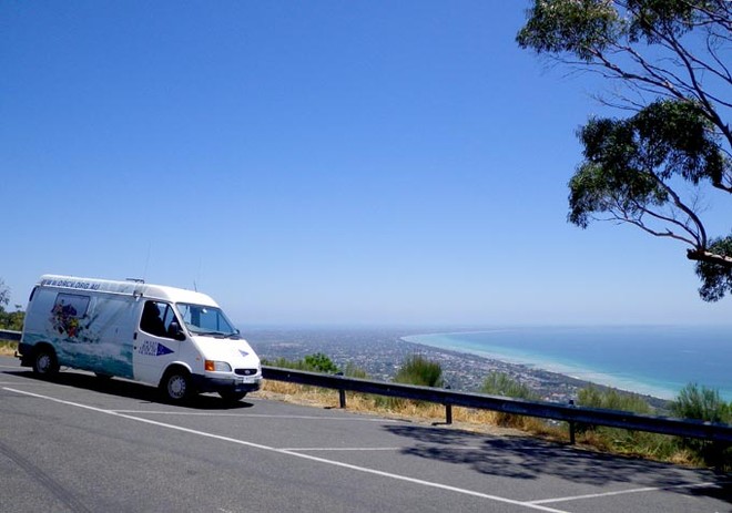 Van with a view. Perched on the top of Arthurs Seat, clear radio communications are ensured, so is a good view. - Melbourne Latitude Series ©  John Curnow