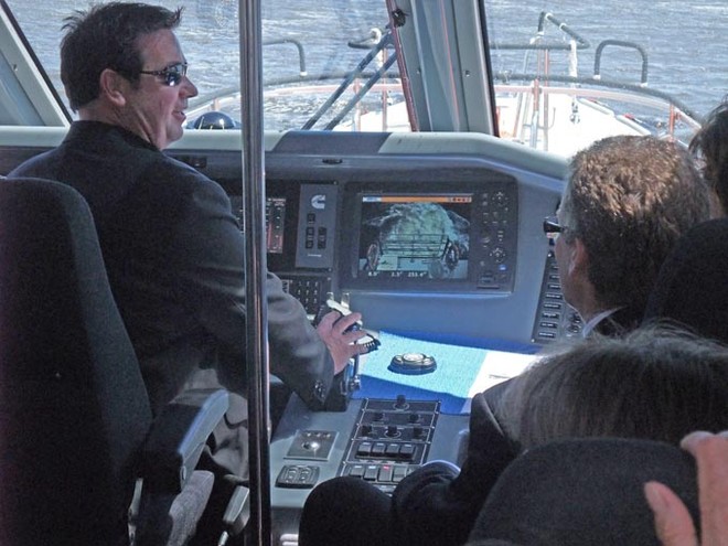 Coxswain, Jim Grinter, takes us for the ride of the decade. ©  John Curnow