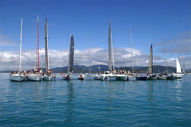 Multi’s and Mono’s all rafted up together showing we can get along. - Teri Dodds. - Meridien Marinas Airlie Beach Race Week © Various Photographers.