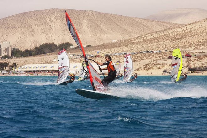 Bjorn Dunkerbeck at the mark - PWA Sotavento, Fuerteventura Grand Slam 2010 ©  John Carter / PWA http://www.pwaworldtour.com