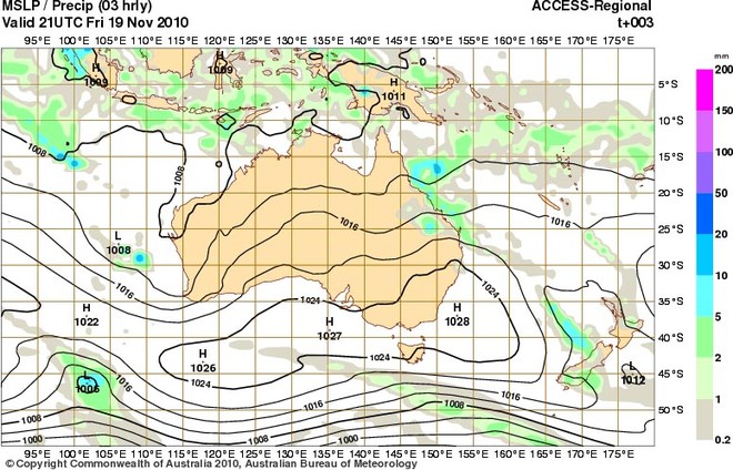 Massive high pressure system dominated the Southern section of the Australia. - Melbourne Latitude Series ©  John Curnow