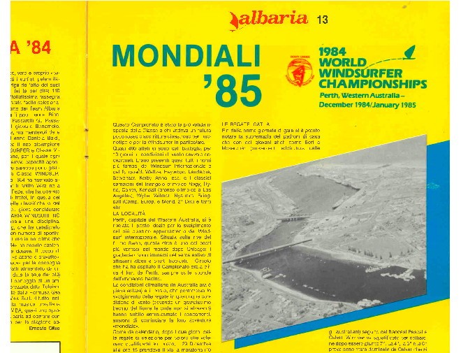 Fremantle in 1985 from the Italian windsurfing team event program - 2010 Perth International Regatta © Shauna McGee Kinney
