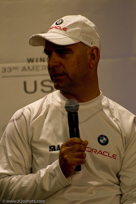 John Kostecki, a SF native, expounds on the positive attributes of an SF Cup - BMW Oracle AC Victory tour © Erik Simonson/ h2oshots.com