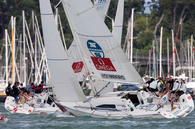 Magnus Holmberg and Dean Barker, Omega Auckland Match Race Regatta. 4/3/2010 © Chris Cameron/ETNZ http://www.chriscameron.co.nz