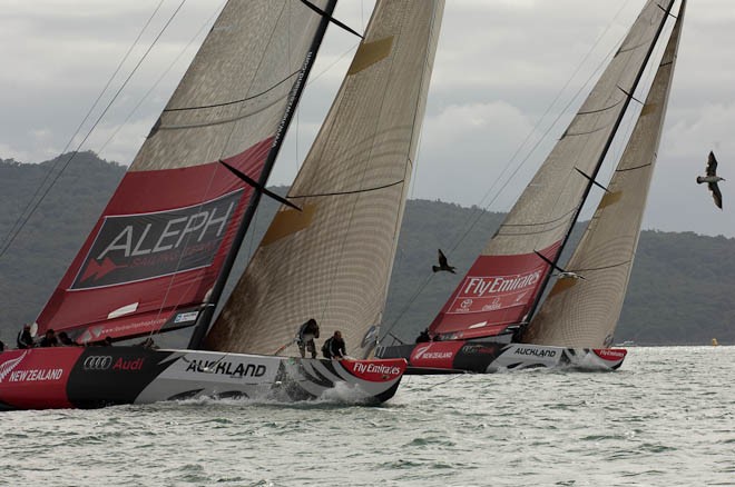 Emirates Team new Zealand Race Aleph (FRA) on day six of the Round Robin of the Louis Vuitton Trophy. Auckland New Zealand. 15/3/2010 &copy; Chris Cameron/ETNZ http://www.chriscameron.co.nz