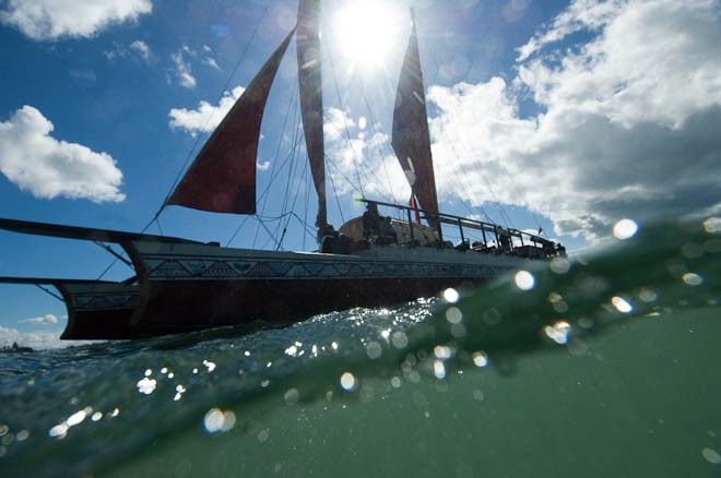 Te Kumete O Te Mona Nui regatta for four Vaka.  © Chris Cameron www.chriscameron.co.nz