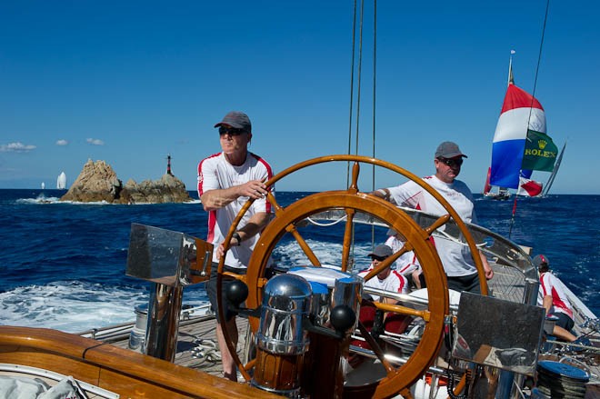 Sailing aboard The J class, Ranger (J5). Final race of the  Rolex Maxi Worlds in Porto Cervo, Sardinia. 11/9/2010 &copy; Chris Cameron www.chriscameron.co.nz