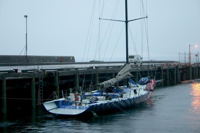 Lovingly known as the skiff on steroids, this image of Gusto is of her tied to the quay at<br />
Stanley in Northwest Tasmania, after taking line honours in the 2010 Melbourne to Stanley<br />
race.- Ocean Racing Club of Victoria - Tassie Trio Launch ©  John Curnow