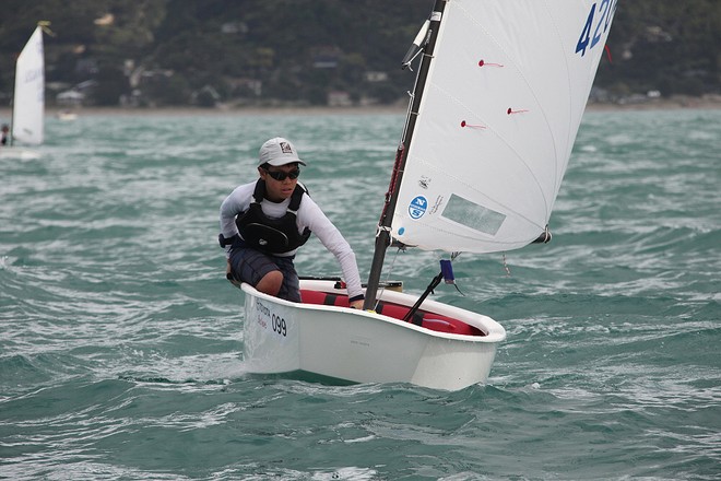 Jayvee Buchanan - 2010 NZ Optimist Nationals - Whitianga ©  Will Calver - Ocean Photography http://www.oceanphotography.co.nz/