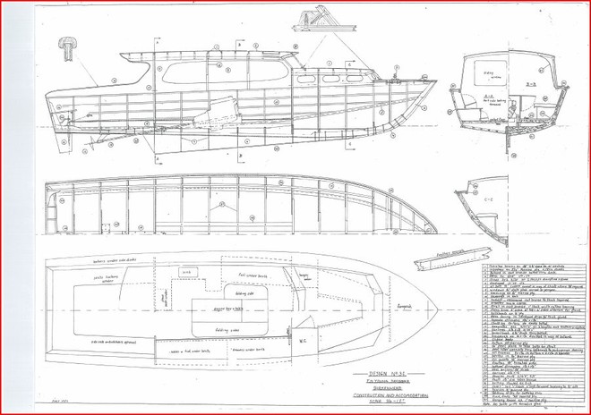 1957 36 ft Plywood Planing Powerboat never built<br />
 © SW