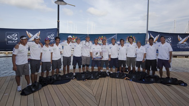 The three top placed teams at the Malaysian Match Racing Championships 2010. Kuala Terengannu, Malaysia. 23 October 2010. Photo: Subzero Images/Monsoon Cup © Gareth Cooke Subzero Images/Monsoon Cup http://www.monsooncup.com.my