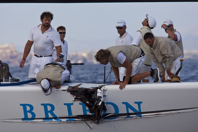 52 Series Day 2: Crash between Audi A1 powered by ALL4ONE and Bribon - Audi MedCup Region of Sardinia Trophy.  Photo: Stefano Gattini & Guido Trombetta-Studio Borlenghi/Audi MedCup © Stefano Gattini & Guido Trombetta-Studio Borlenghi