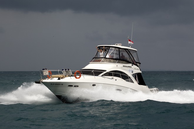 Neptune Regatta 2011. Nehelennia crosses the line with great enthusiasm. © Guy Nowell http://www.guynowell.com