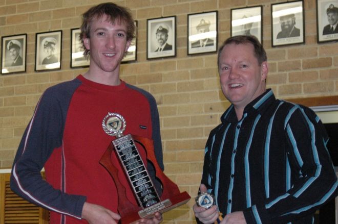 Ryan Duffield and Brett Burvill receive local Nedlands Yacht Club trophy © Ryan Duffield