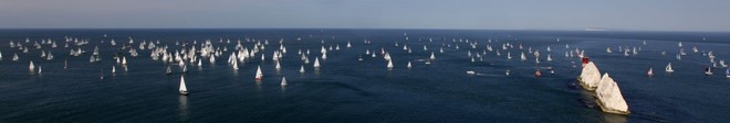 The fleet of 1,754 boats round the Needles on the Isle of Wight during the J.P. Morgan Asset Management Round the Island Race. © onEdition http://www.onEdition.com