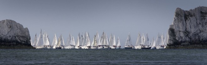 The fleet of 1,754 boats round the Needles on the Isle of Wight during the J.P. Morgan Asset Management Round the Island Race. © onEdition http://www.onEdition.com
