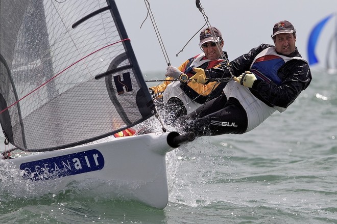 ENGLAND, Hayling Island, 17th July 2010, International 14 POW Week, POW Cup. Martin and Robin Pascal. © Ian Roman http://www.ianroman.com