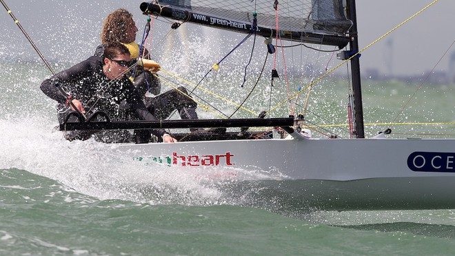 ENGLAND, Hayling Island, 17th July 2010, International 14 POW Week, POW Cup. Archie Massey and crew. © Ian Roman http://www.ianroman.com