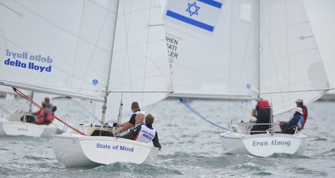 Dror Cohen, Benni Vexler and Arnon Efrati (ISR) in action in the Sonar class on day 5 of the Skandia Sail for Gold Regatta.<br />
 © onEdition http://www.onEdition.com