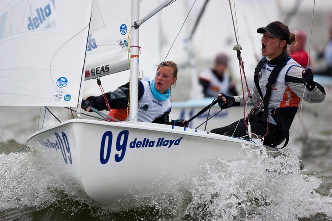 Medemblik - the Netherlands, May 26th 2010. Delta Lloyd Regatta in Medemblik (26/30 May 2010). Day 1. 470 women. - Delta Lloyd Regatta 2010 © Sander van der Borch http://www.sandervanderborch.com