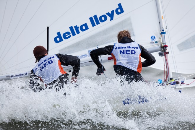 Medemblik - the Netherlands, May 28th 2010. Delta Lloyd Regatta in Medemblik (26/30 May 2010). Day 3. 470 men. - Delta Lloyd Regatta 2010 © Sander van der Borch http://www.sandervanderborch.com