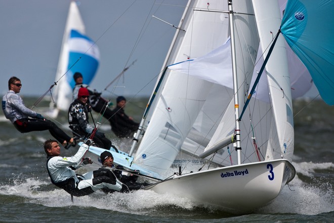 Medemblik - the Netherlands, May 28th 2010. Delta Lloyd Regatta in Medemblik (26/30 May 2010). Day 3. 470 men. - Delta Lloyd Regatta 2010 © Sander van der Borch http://www.sandervanderborch.com