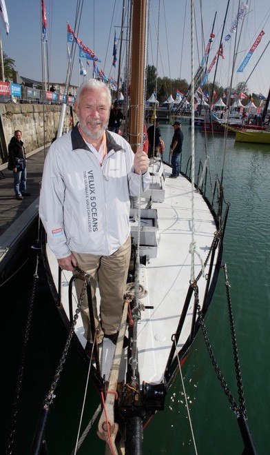 Sir Robin Knox-Johnston on the bow of Joshua © Velux 5 Oceans 