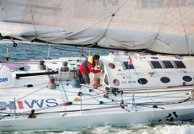 Kojiro Shiraishi (Spirit of Yukoh) from Japan arrives into Norfolk, Virginia, USA in second place at the end of Leg Two of the VELUX 5 Oceans solo round the world yacht race.  © onEdition http://www.onEdition.com