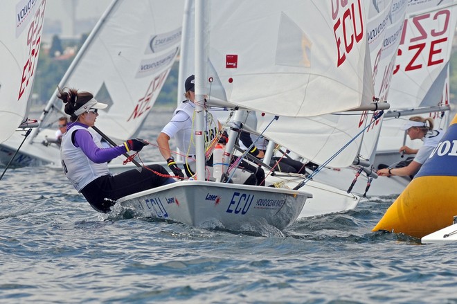 Ariana Villena from Ecuador competing in the Laser Girls class on day 1 of the Volvo Youth Sailing ISAF World Championships 2010, in Istanbul, Turkey © David Neale http://www.volvooceanrace.org