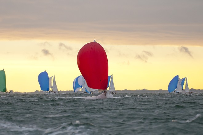  The 2010 J/80 World Championship, hosted by Sail Newport and Ida Lewis Yacht Club, Newport, RI.<br />
 Race day 2 outside saw rain and sun with 20-25knts.<br />
 &copy; Paul Todd/Outside Images http://www.outsideimages.com