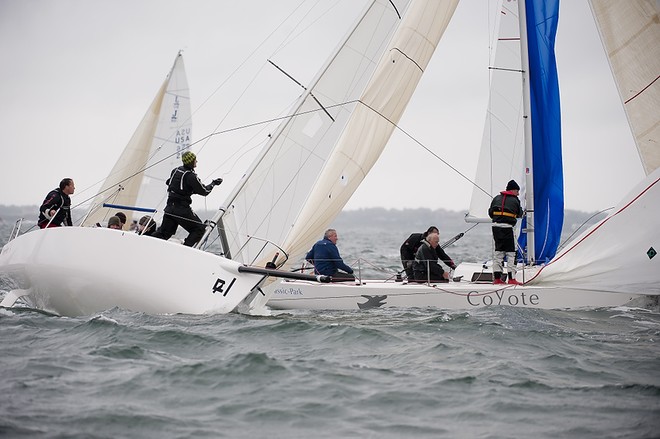 The 2010 J/80 World Championship, hosted by Sail Newport and Ida Lewis Yacht Club, Newport, RI.<br />
 Race day 2 outside saw rain and sun with 20-25knts.<br />
 &copy; Paul Todd/Outside Images http://www.outsideimages.com