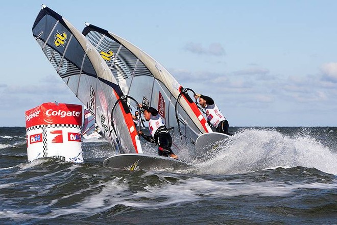 Van Der steen holds of Buzianis - PWA Colgate World Cup Sylt 2010 ©  John Carter / PWA http://www.pwaworldtour.com