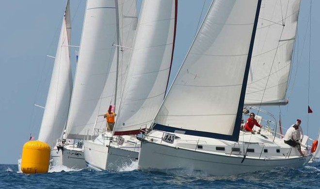 Congestion at the mark - 2010 Antigua Sailing Week ©  Tim Wright / Photoaction.com http://www.photoaction.com