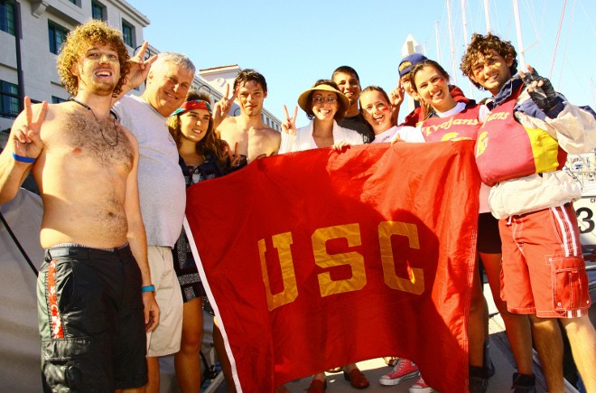 USC celebrates winning the Port of Los Angeles Harbor Cup 2010 after finishing second to Cal Maritime in last race © Rich Roberts http://www.UnderTheSunPhotos.com