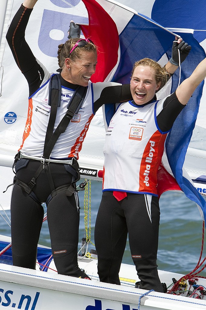 NED Lisa Westerhof and Lobke Berkhout finishing 1st overall - Delta Lloyd 470 World Championships, The Hague, Netherlands ©  Richard Langdon http://www.oceanimages.co.uk