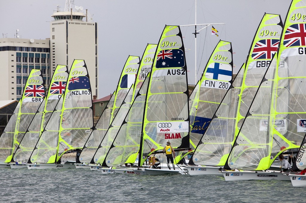 Start of the 49er medal race - Perth International Regatta 2010 &copy; Richard Langdon /Ocean Images http://www.oceanimages.co.uk