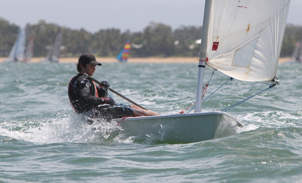 Andrew Torpelund from Townsville Sailing Club sailing his Laser full rig 