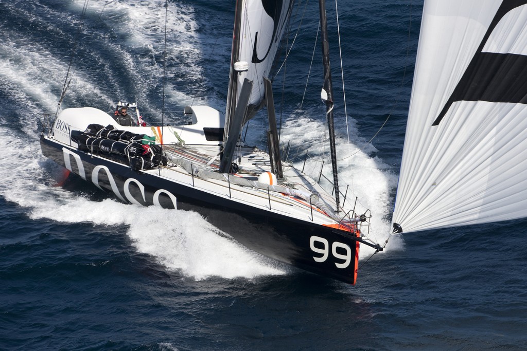 Alex Thomson (GBR) and his new Hugo Boss IMOCA Open 60 race yacht. Shown here training whilst on route to NYC photo copyright Lloyd Images http://lloydimagesgallery.photoshelter.com/ taken at  and featuring the  class