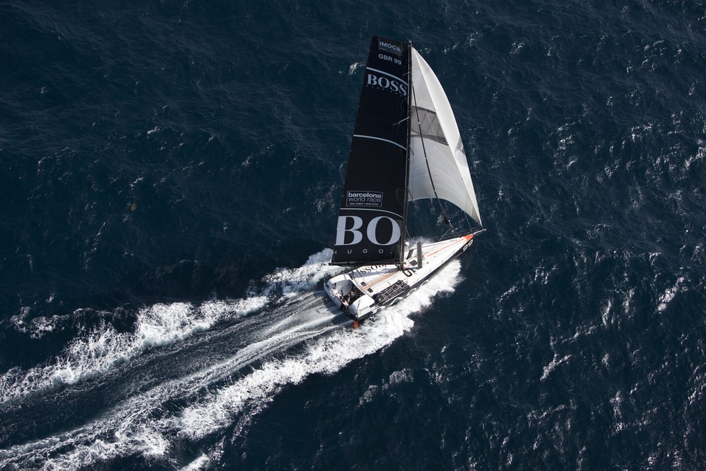 Alex Thomson (GBR) and his new Hugo Boss IMOCA Open 60 race yacht. Shown here training whilst on route to NYC photo copyright Lloyd Images http://lloydimagesgallery.photoshelter.com/ taken at  and featuring the  class